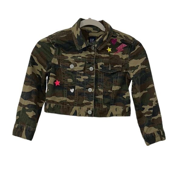 Gap Girls Camo Girls Cropped Jeans Jacket(Size Small) - Picture 2 of 7
